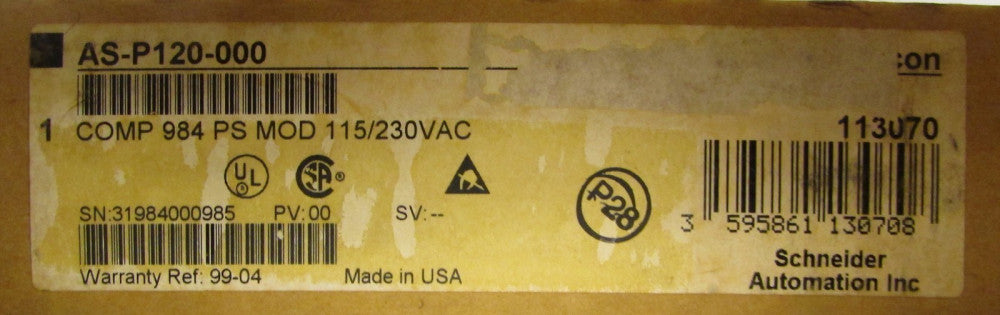 GROUPE SCHNEIDER MODICON AS P120 000 A120 984 115-230 VAC Power Supply