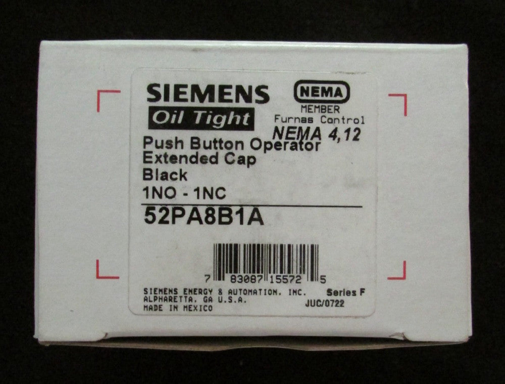 SIEMENS FURNAS 52PA8B1A Extended BLACK Push Button 1 NO 1 NC Contact Block