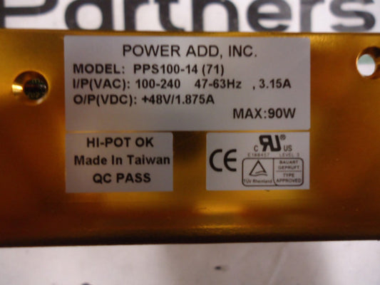 PPS100-14, Power Add, 100 Watt U-channel 48VDC O/P, BRAND NEW!