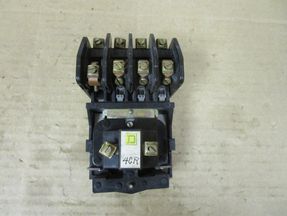 SQUARE D CONTROL RELAY 8501 H0 40 SER D 120V COIL 4 POLE 8501H040