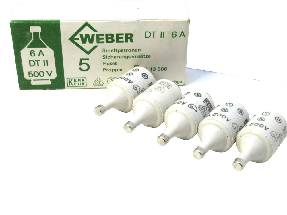 (NEW - Box of 5) WEBER DT II 6A 500V Fuse