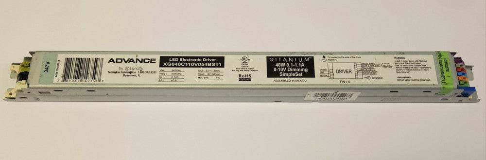 ADVANCE XG040C110V054BST1 LED Electronic DRIVER XITANIUM SIGNIFY 347 VAC 40 Watt