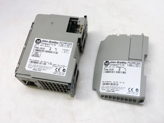 ALLEN BRADLEY COMPACT I/O UNIT 1769-IQ32 SER A REV 1 F/W 3.1 W/ END CAP 1769-ECR