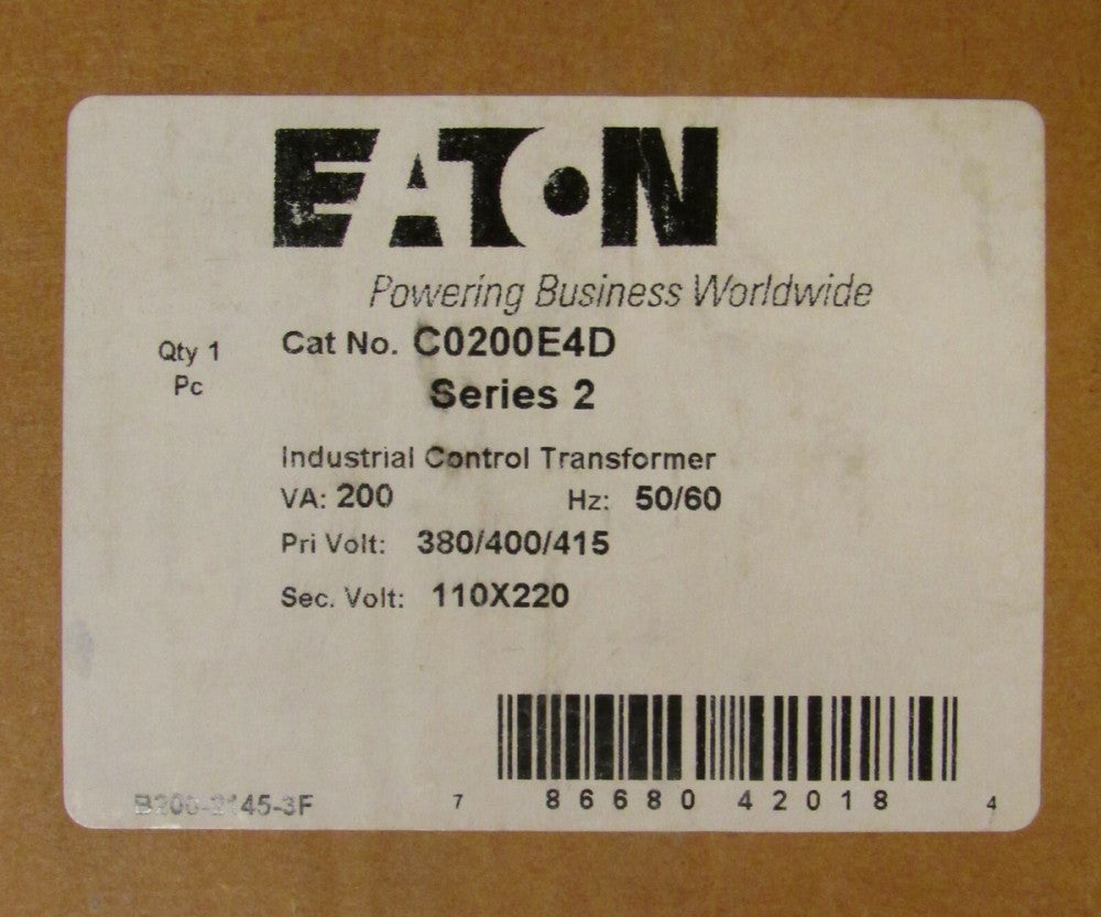 EATON CUTLER HAMMER C0200E4D 200VA Control Transformer Pri380 400 415 Sec110 220