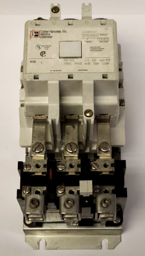 CUTLER HAMMER WESTINGHOUSE A200M4CAC 120 VAC Size 4 A200 Starter Model K