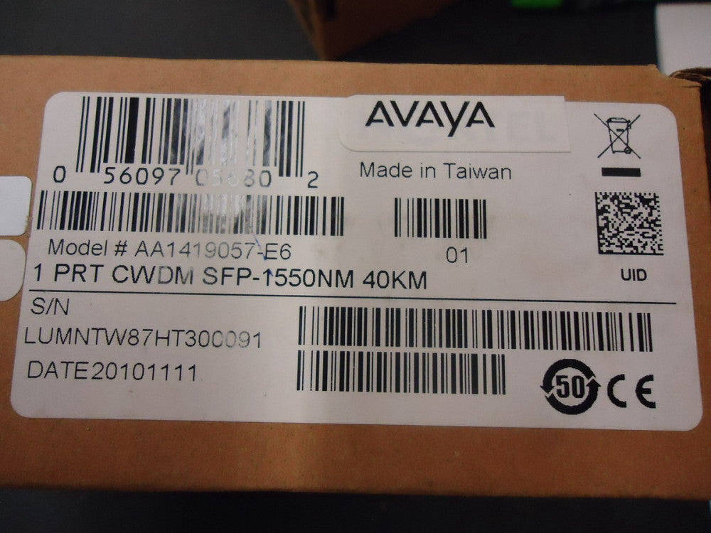 AA1419057-E6 AVAYA 1 PORT CWDM SFP-1550NM 40KM BRAND NEW!