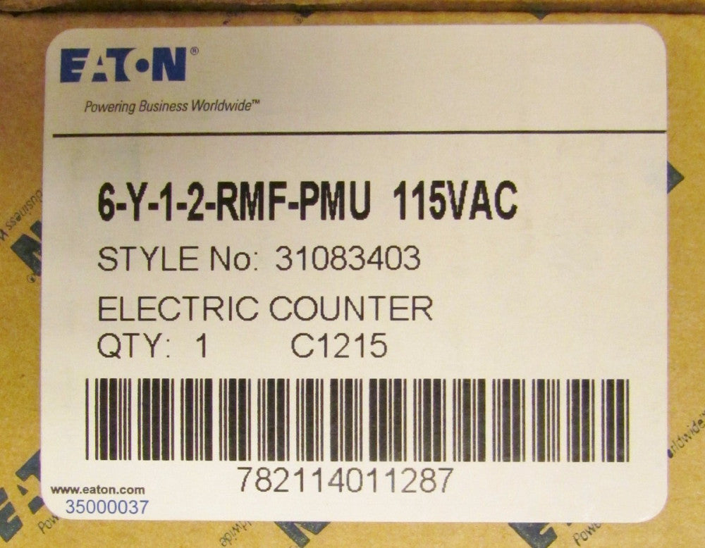 EATON DURANT 6 Y 1 2 RMF PMU 115VAC Electric Counter 6 Digit 31083403 C1215 