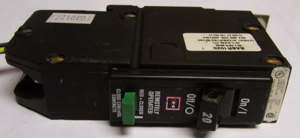 CUTLER HAMMER BA BABR Remotely Operated Circuit Breaker Single Pole BABR1020