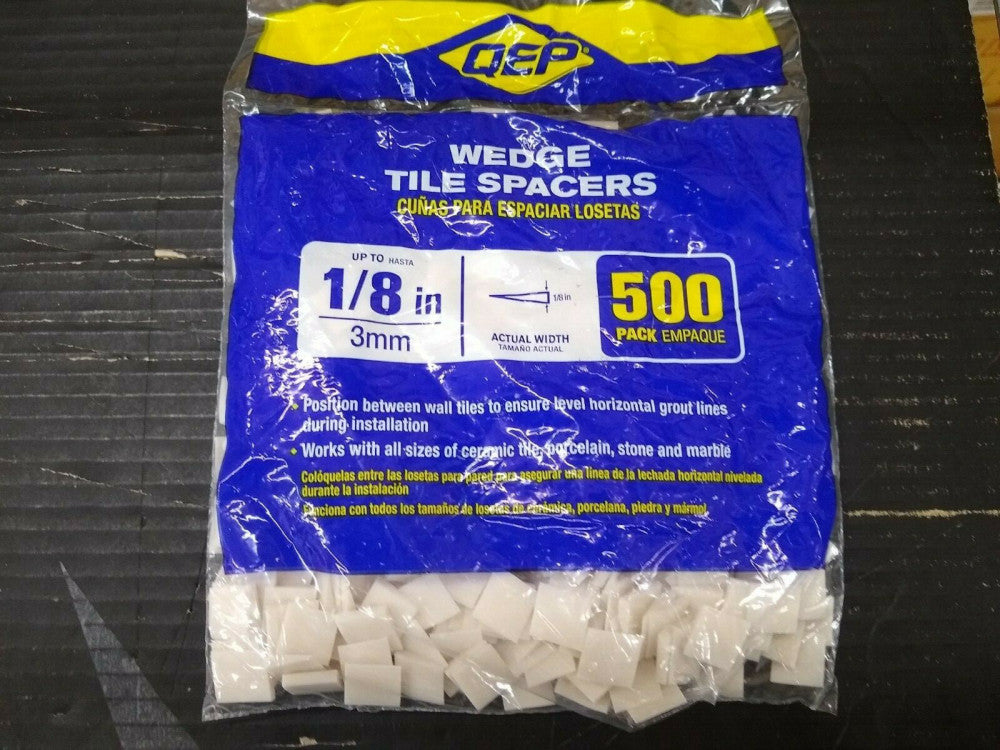 New, QEP, 10285Q, WEDGE TILE SPACERS 1/8IN 3MM- 1000Pcs total (2 bags @ 500pcs)