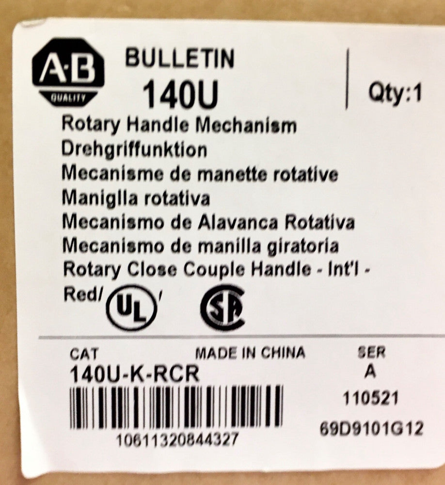 ALLEN BRADLEY 140U K RCR Circuit Breaker Rotary Handle Mechanism 69D9101G12
