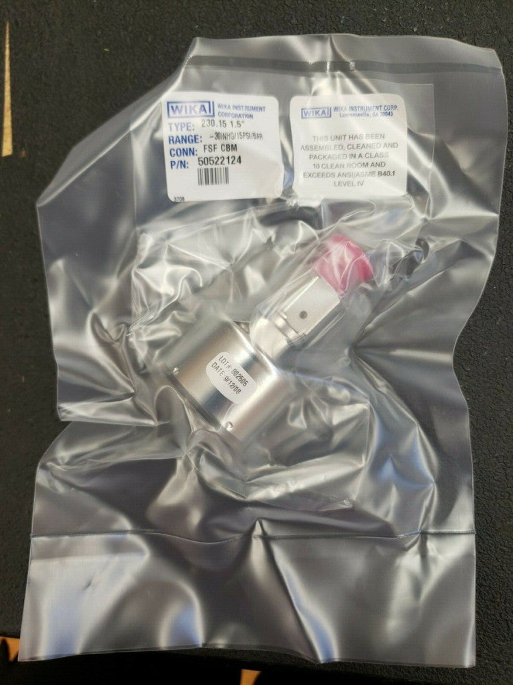 NEW, WIKA, 230.15-1.5-CBM-FSF-30-0-15PSI/BAR, P/N 50522124, 1.5" Gauge