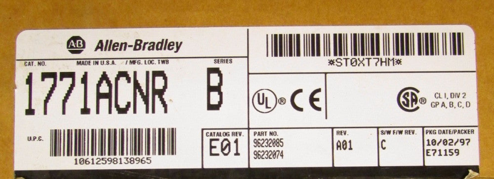 ALLEN BRADLEY Series B Rev E01 CNET Remote I/O Adapter Module 1771 ACNR