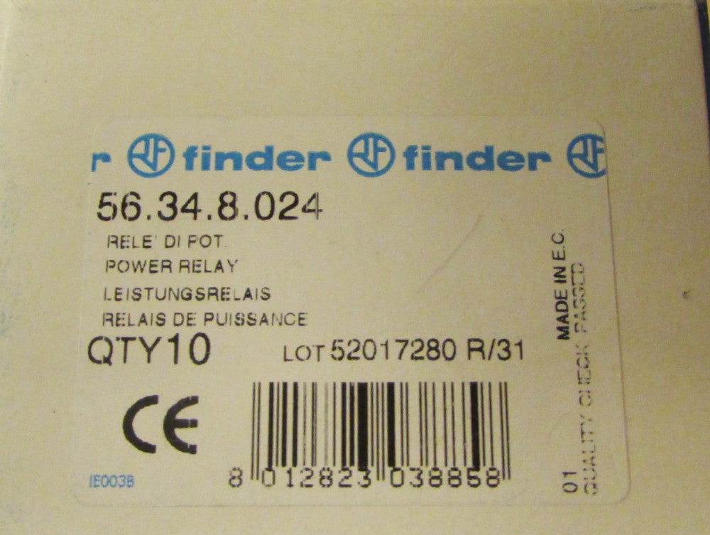 FINDER 56.34.8.024 12 Amp 24 VAC Relay 56 34 8 024   *PRICE PER EACH*
