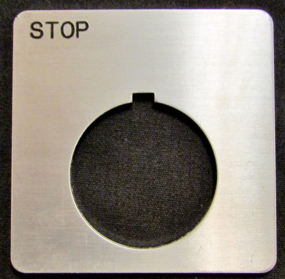 WESTINGHOUSE CUTLER HAMMER ALLEN BRADLEY STOP Legend Plate 2 1/4"X 2 1/4" Square