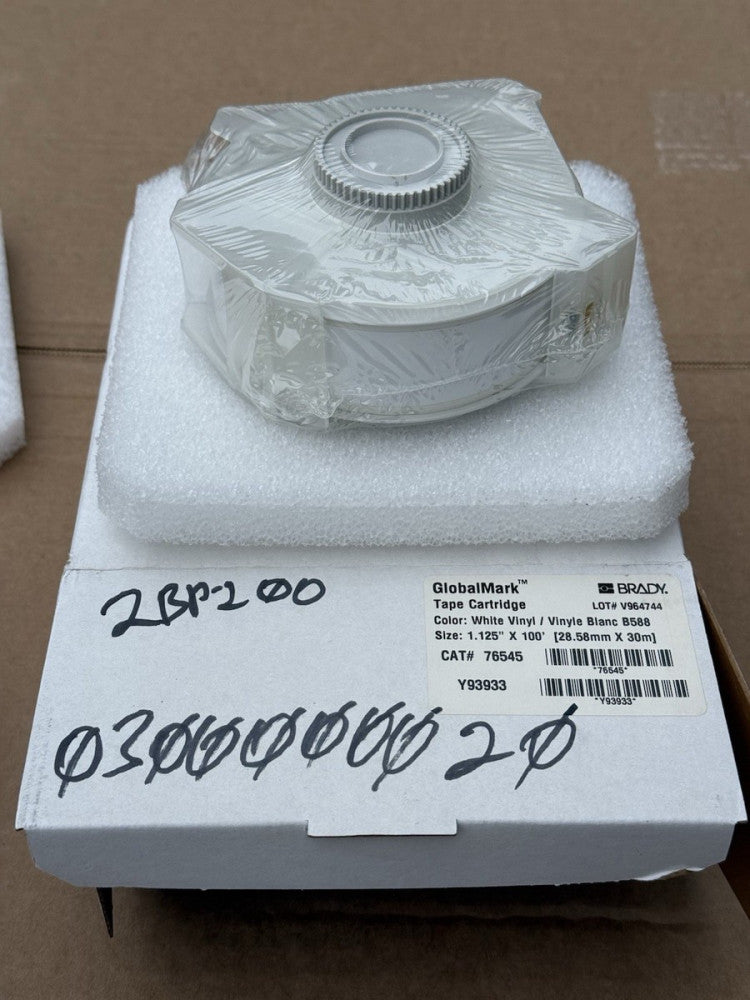 Brady 76545 GlobalMark WHITE Vinyl Tape Cartridge 1.125" x 100'  - New