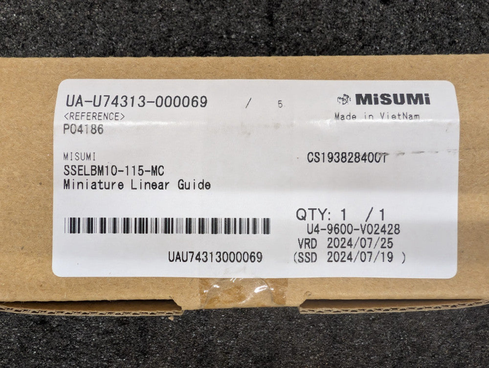 New, Misumi, SSELBM10-115-MC, LINEAR GUIDE ASSEMBLY - MINIATURE, WIDE CARRIAGE