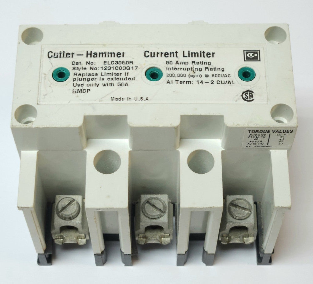 EATON CUTLER HAMMER ELC3050R 50 AMP Type HMCP Current Limiter 1231C03G17