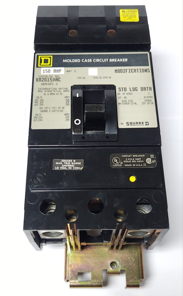 SQUARE D KA26150AC 2 Pole 150 AMP Type KA I LINE Circuit Breaker 600 VAC