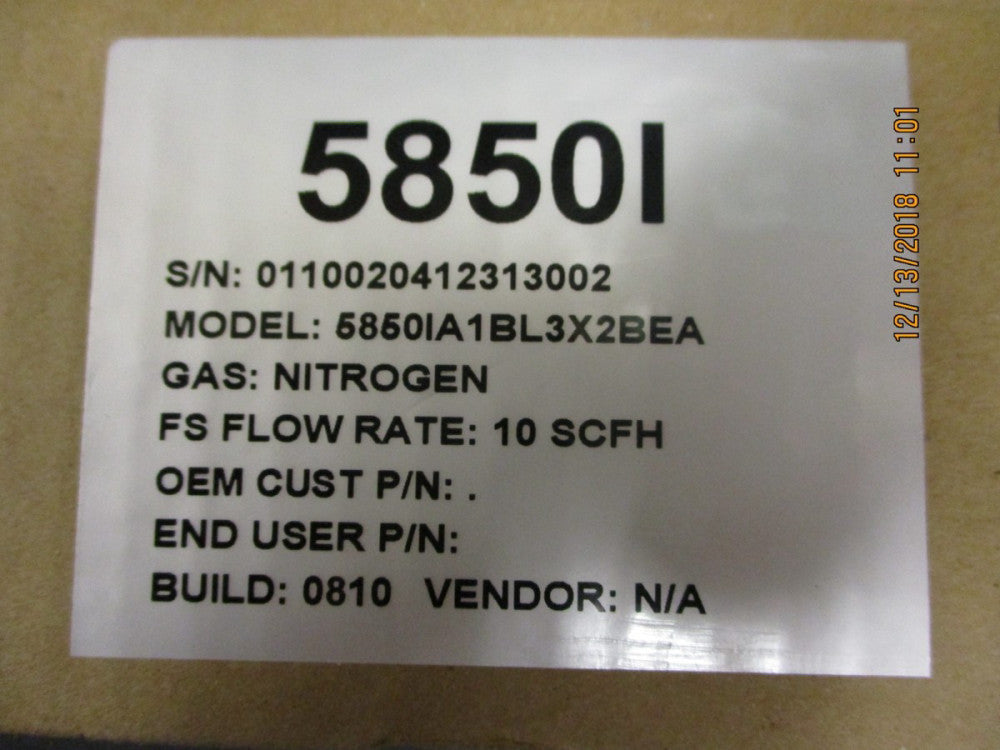 5850IA1BL3X2BEA Brooks Instruments NITROGEN MASS FLOW CONTROLLER BRAND NEW!