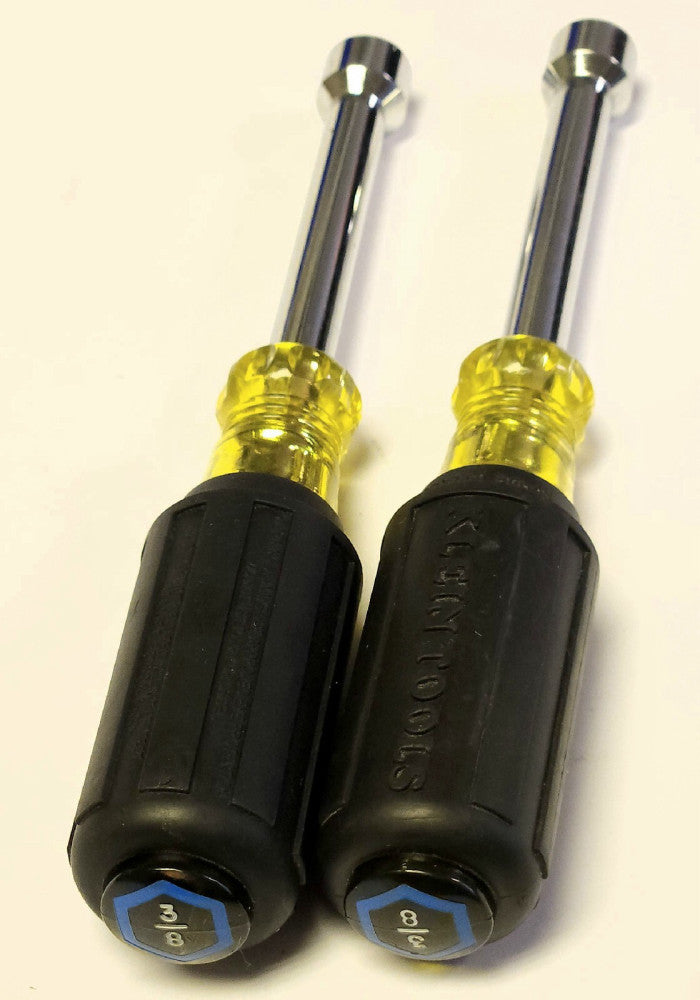 LOT OF 2 KLEIN TOOLS 630-3/8 NUT DRIVER 3/8" With 3" SHAFT