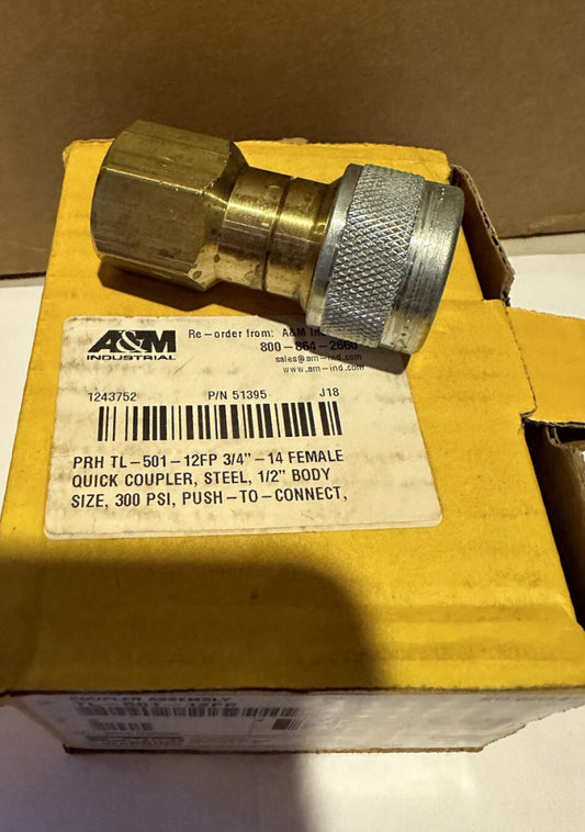 New Parker TL-501-12FP Quick Disconnect Air Coupling 1/2" Body, 3/4" NPTF