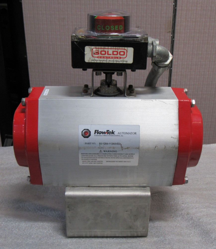 FLOW-TEK ACTUATOR 93-1284-113A0-532 W/ SOLDO LIMIT SWITCH CAB01200E - USED