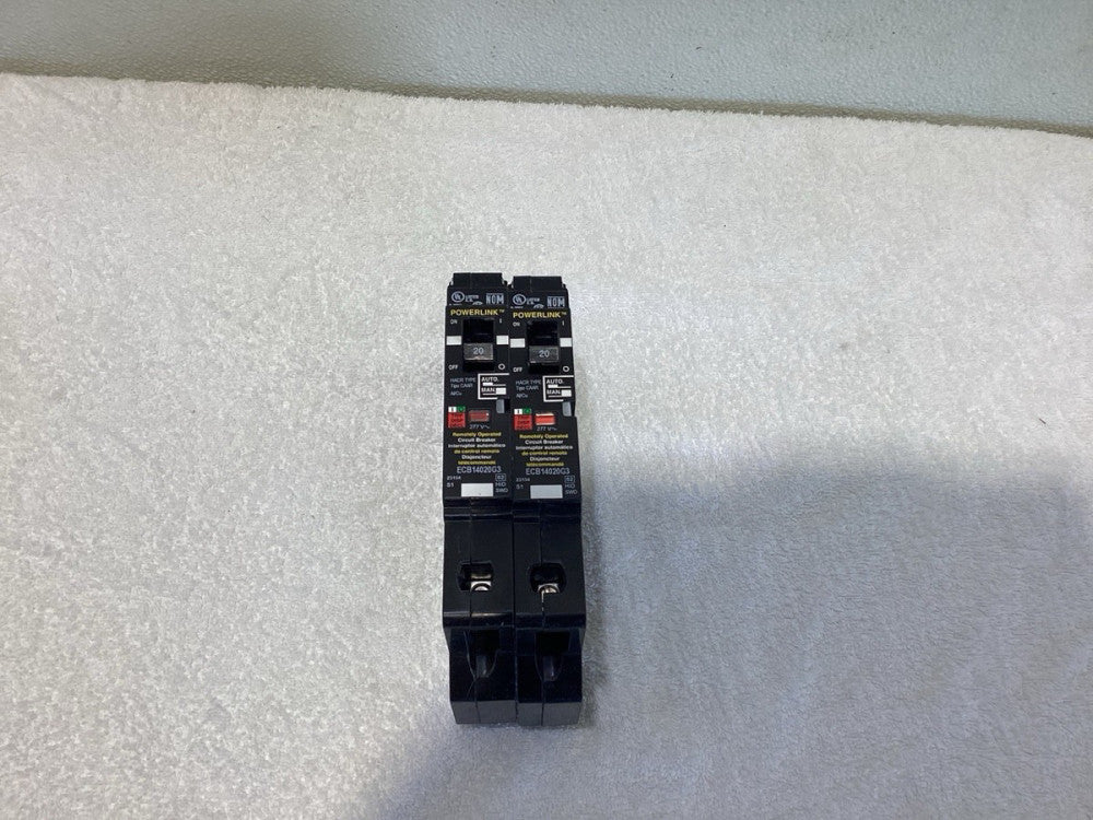 ECB14020G3 Circuit Breaker, PowerLink™, 20A, 1 pole. Lot of 2 Breakers.