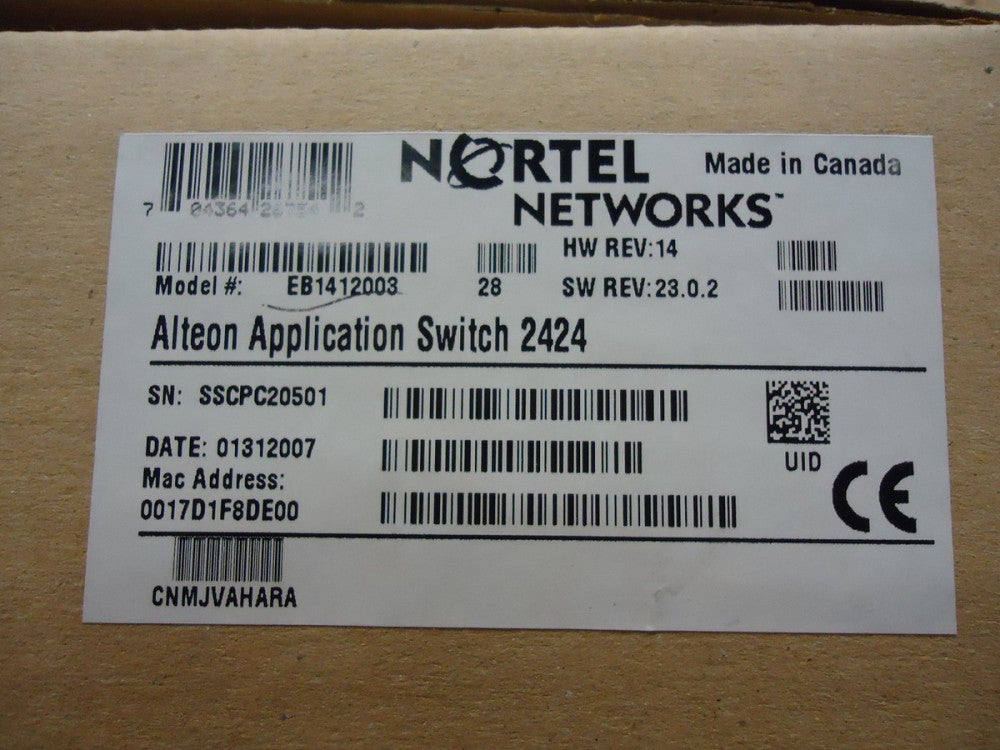 EB1412003 NORTEL NETWORKS ALTEON WEB SWITCH 2424 BRAND NEW!