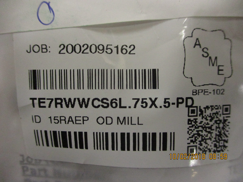 TE7RWWCS6L.75X.5-PD Maxpure 3/4x1/2x3/4 Short Tee, T316L SS BRAND NEW!