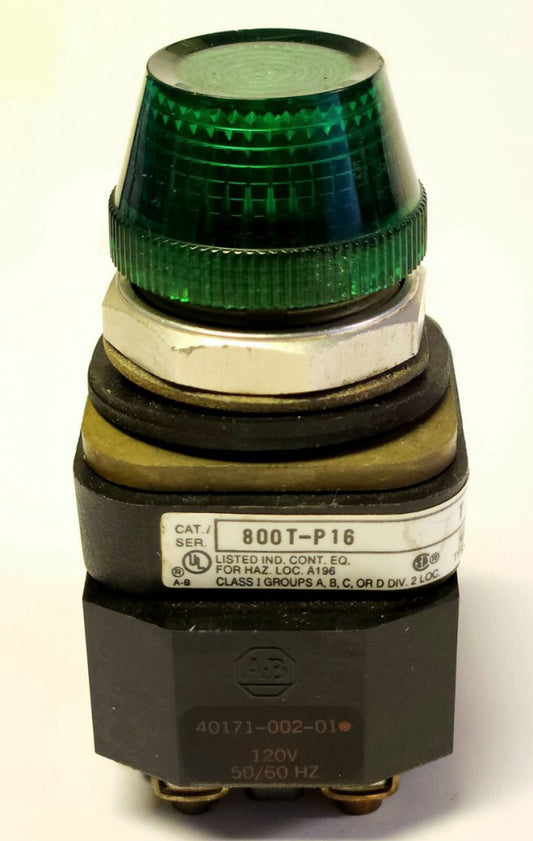 ALLEN BRADLEY 800T P16G 120 VAC Green Lens Indicating Pilot Light