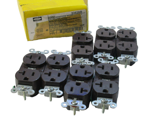 (NEW - Box of 7) HUBBELL 5352AB 20A 125V Brown Duplex Receptacle