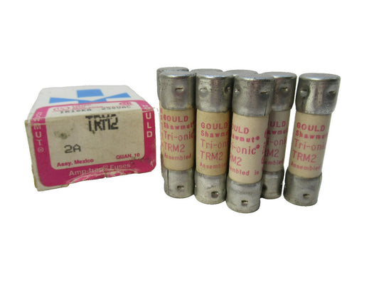 (NEW - Box of 8) GOULD SHAWMUT TRM2 2 A Amp Tri-Onic Fuse