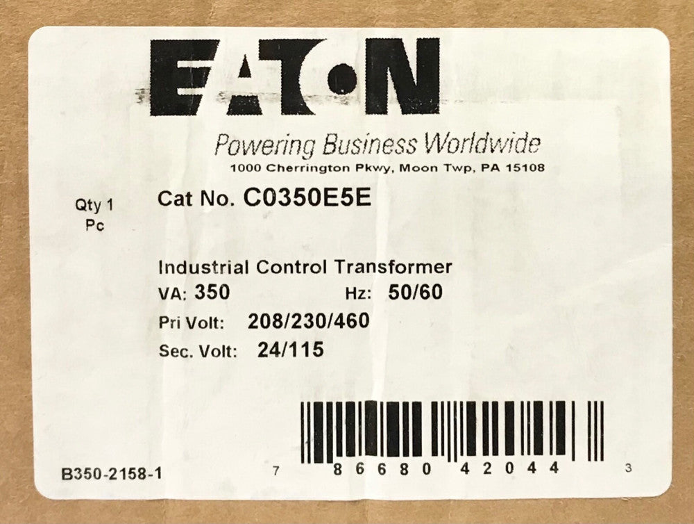 EATON C0350ESE 350 VA Control Transformer Primary 208 230 460 Secondary 24/115