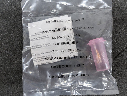 New, Amphenol, 21-033123-546, CONTACT SOCKET COAX SZ12 CRIMP