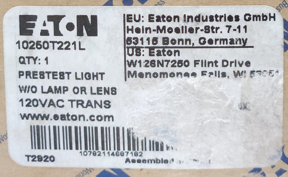 EATON CUTLER HAMMER 10250T221L 120 VAC Pretest Light 6.3 VAC VDC Lamp Bulb