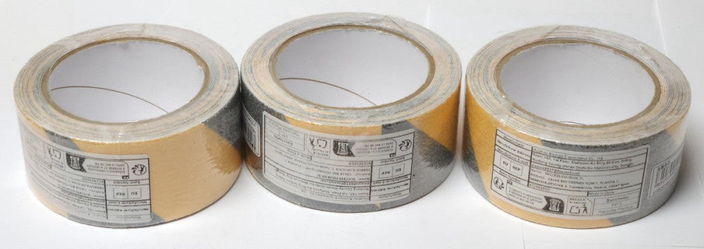 LOT OF 3 ROLLS OF YELLOW AND BLACK CAUTION ANTI SLIP GRIP TAPE HAZARD AREA WARNI