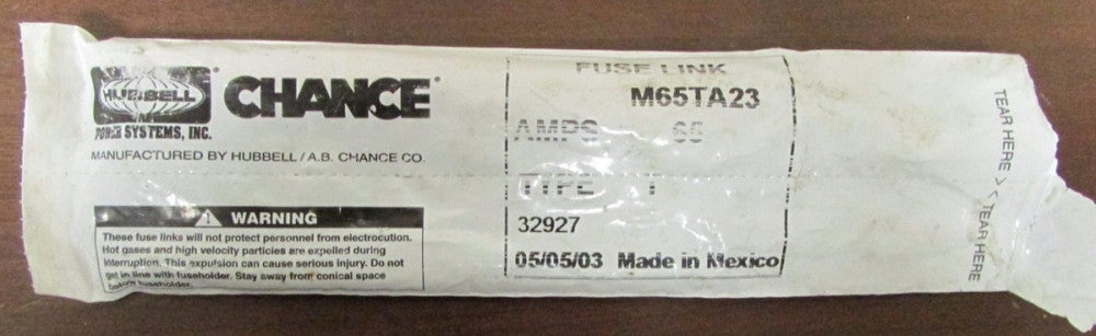 HUBBELL CHANCE M65TA23 Type K 65 AMP Fuse Link