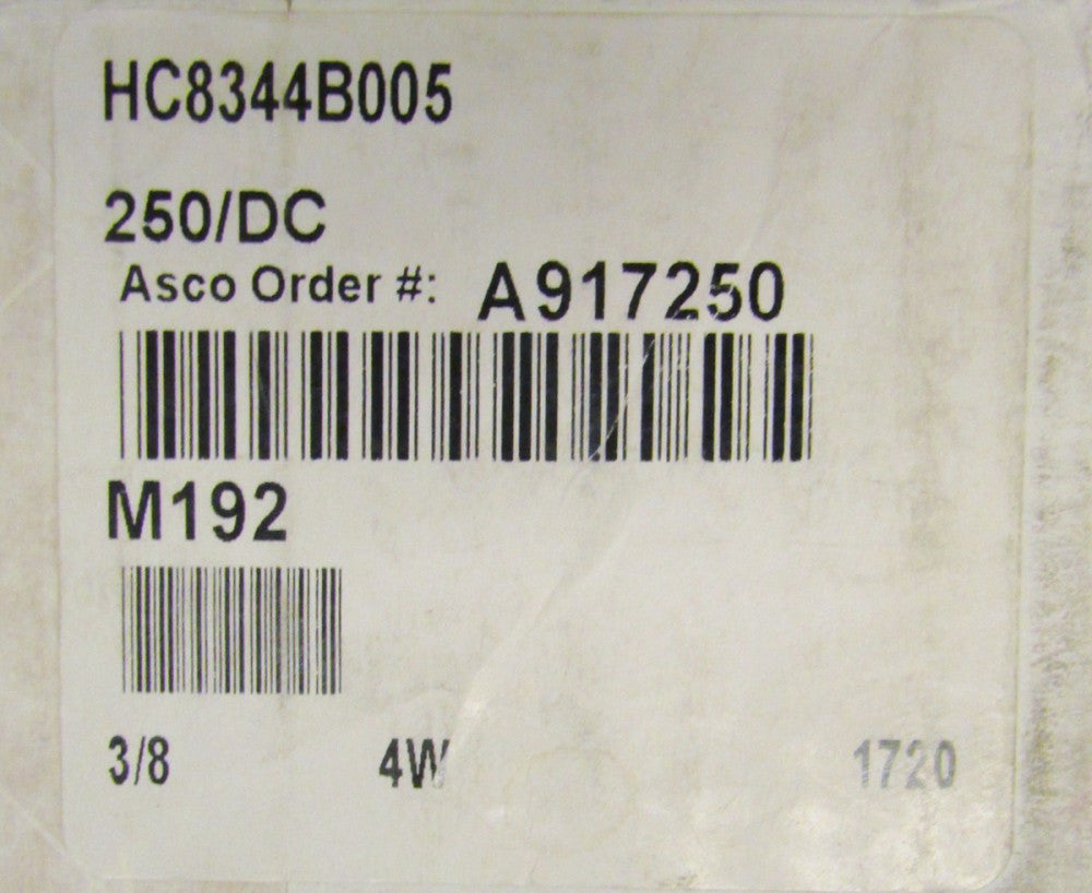 ASCO HC8344B005 250V DC 10-250 PSI Red Hat Solenoid Valve