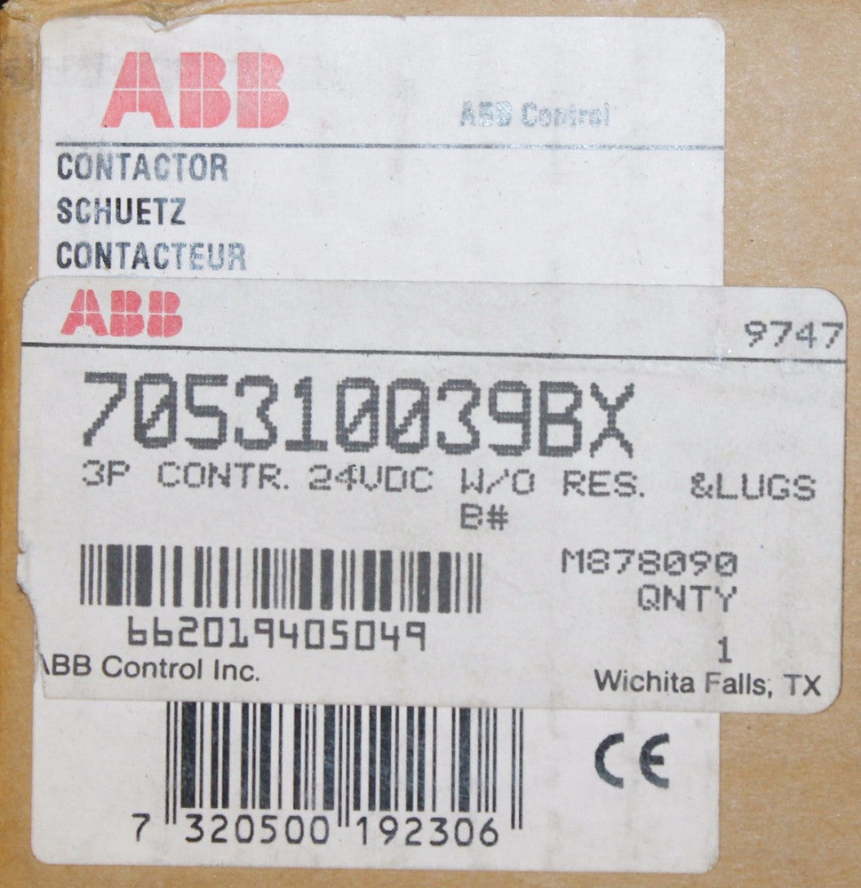 ABB Contactor 3 Pole 24VDC 705310039BX EH 210 C YZL   EH 210C -NL 