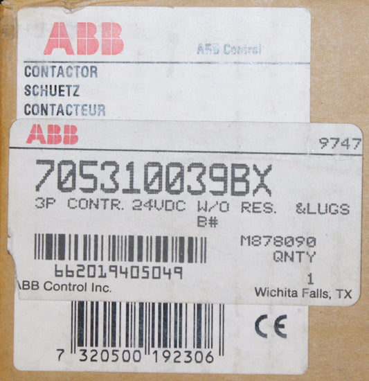 ABB Contactor 3 Pole 24VDC 705310039BX EH 210 C YZL   EH 210C -NL 