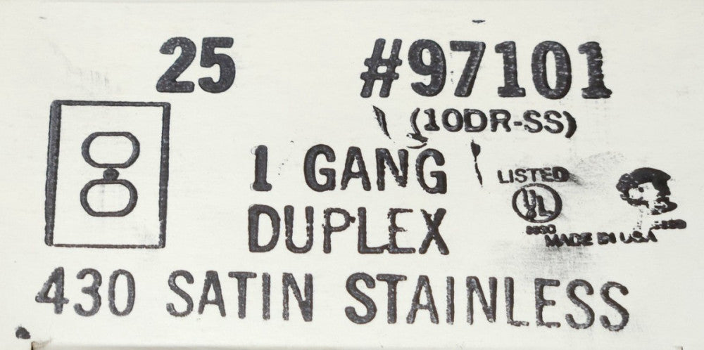 BOX OF 25 MULBERRY 97101 Single Gang 10DR-SS Stainless Steel Duplex Receptacle