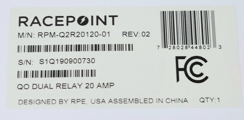 RACEPOINT SAVANT RPM Q2R20120 01 Type QO Dual Relay for Breaker Panel 20 AMP