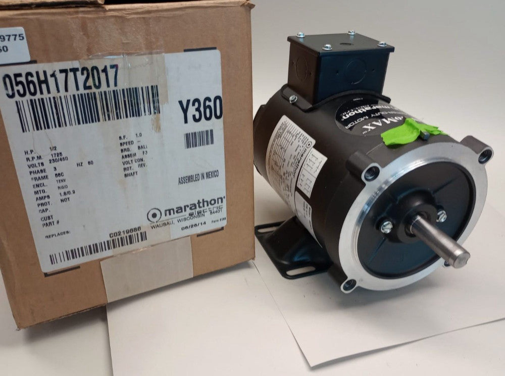 Marathon Y360 Electric Motor V-56H17T2017A-K-F14K 3ph 0.49hp 230/460V 1725rpm