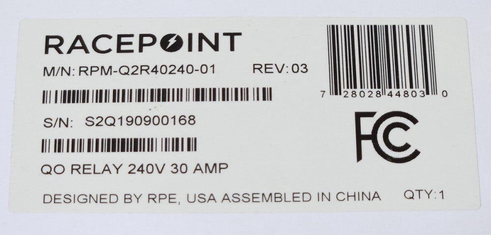 SAVANT RACEPOINT RPM Q2R40240 01 Type QO RELAY FOR Breaker Panel 2 Pole 30 AMP