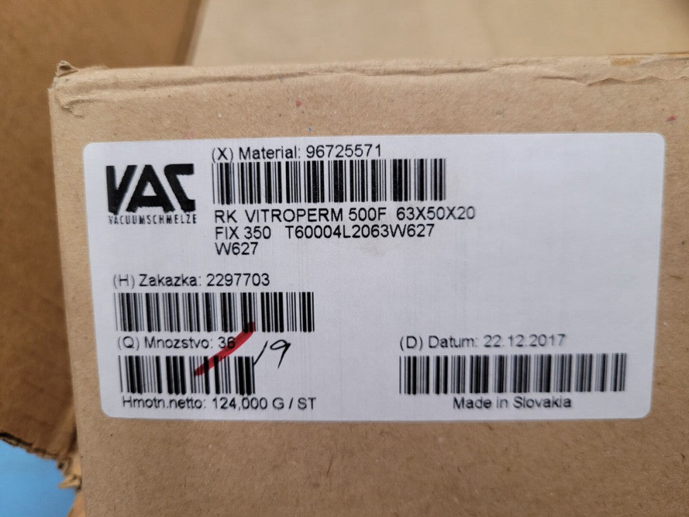 New, Vacuumschmelze, T60004-L2063-W627, Ferrite Toroids/Ferrite Rings, Lot of 5