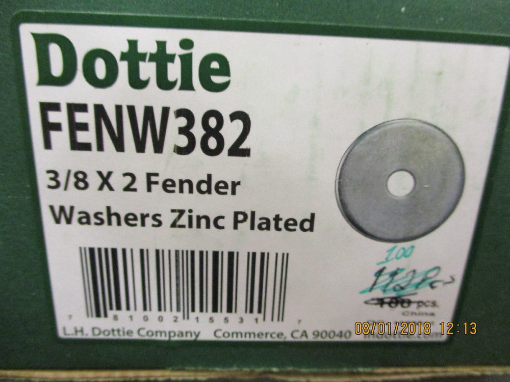 FENW382 Dottie 3/8 X 2 Fender Washers Zinc Plated BRAND NEW! LOT OF 100