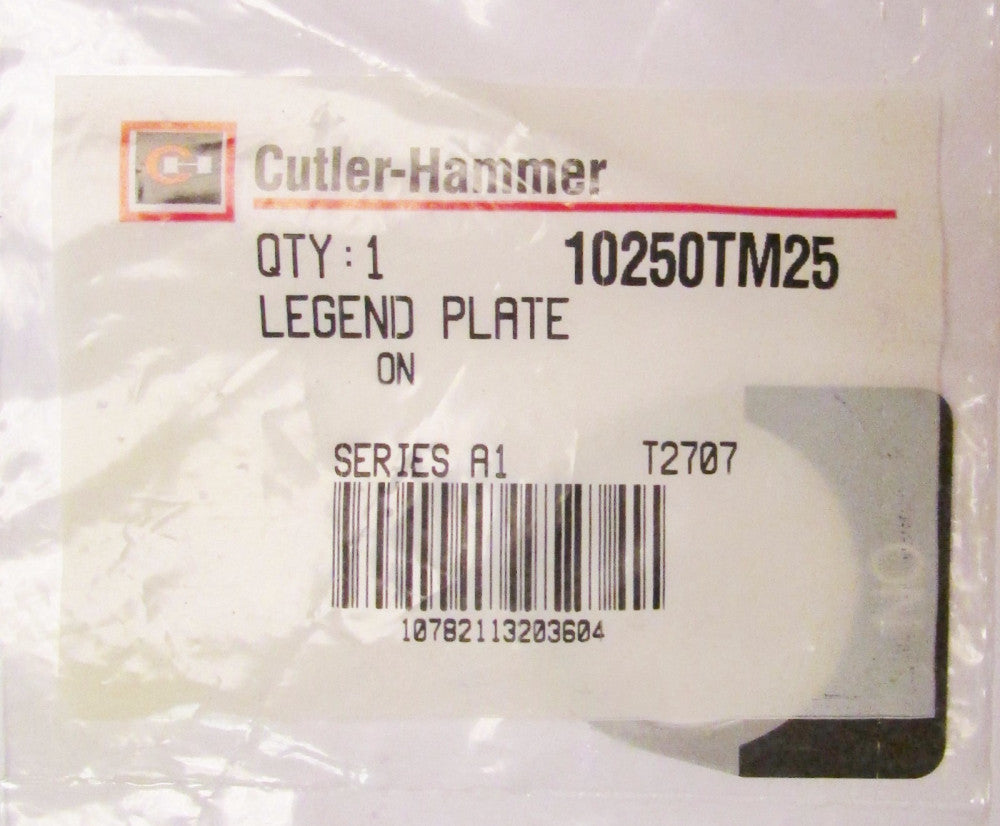 EATON CUTLER HAMMER  10250TM25 ON Push Button  Legend Plate 10250TM25
