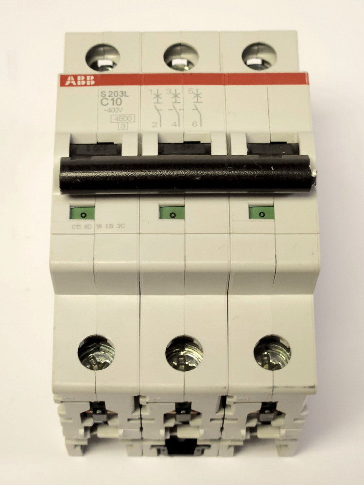 ABB S 203L C10 3 Pole S203L 400 VAC Circuit Breaker 4.5-7.5 Ka Circuit Breaker