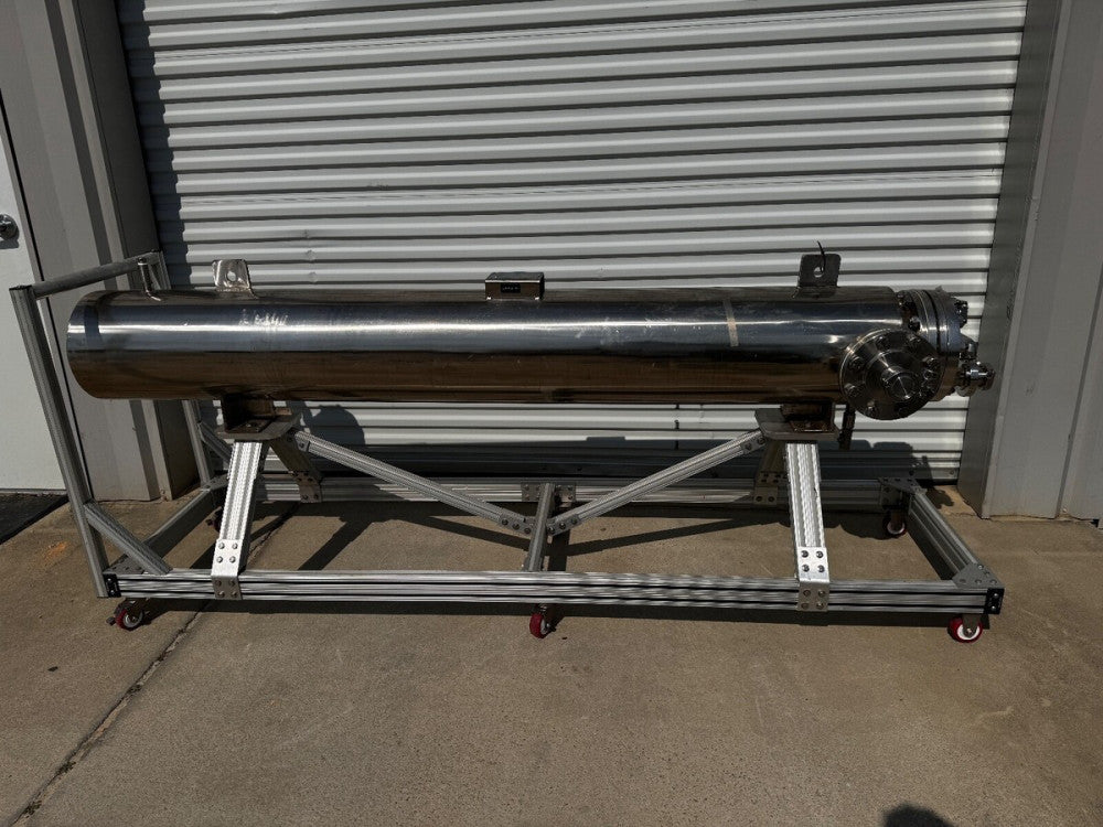 2002 Yula Sanitary Heat Exchanger WCV-20-84AAS. 89" Long 12" diameter.