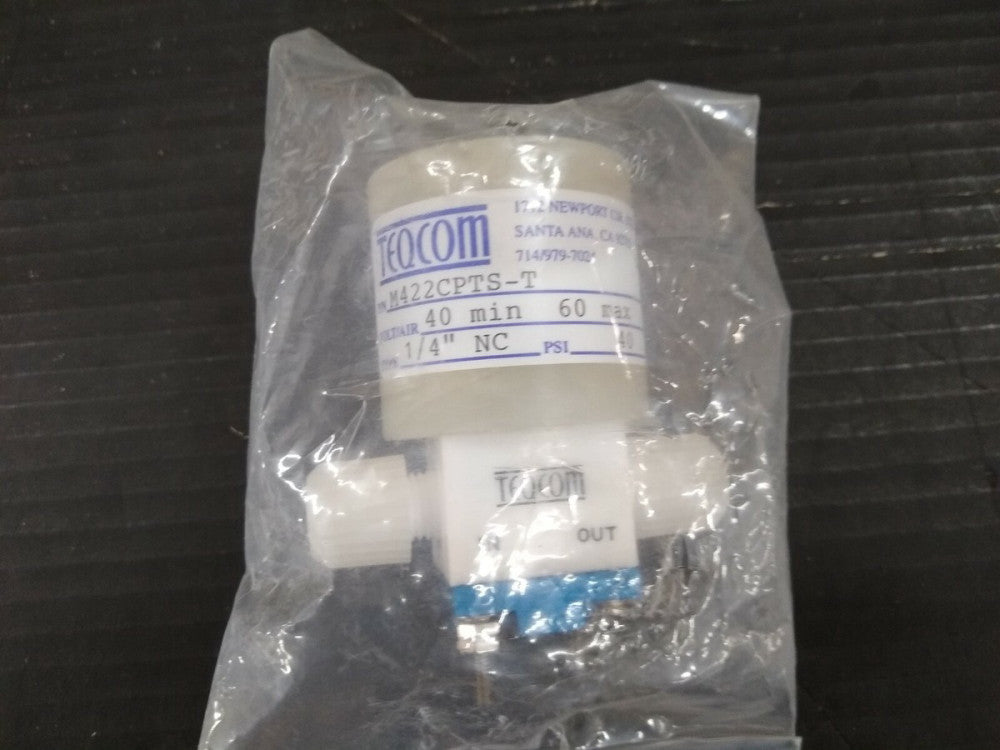 New, Teqcom, M422CPTS-T, 2 Way Pneumatic NC, 1/4 grab seal ports, 1/8 orifice